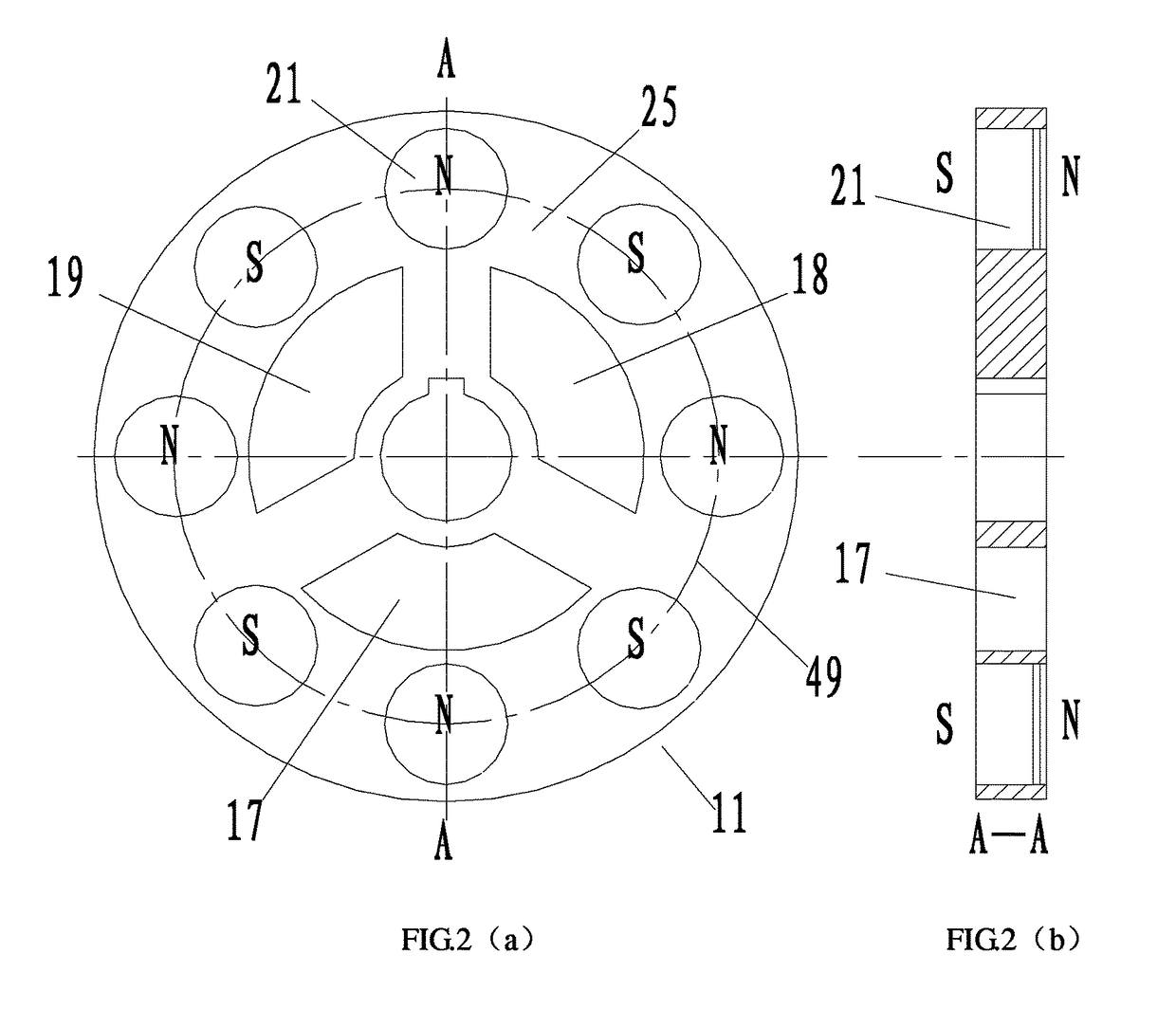 Permanent magnet laminated motor with axial spacer ring vents