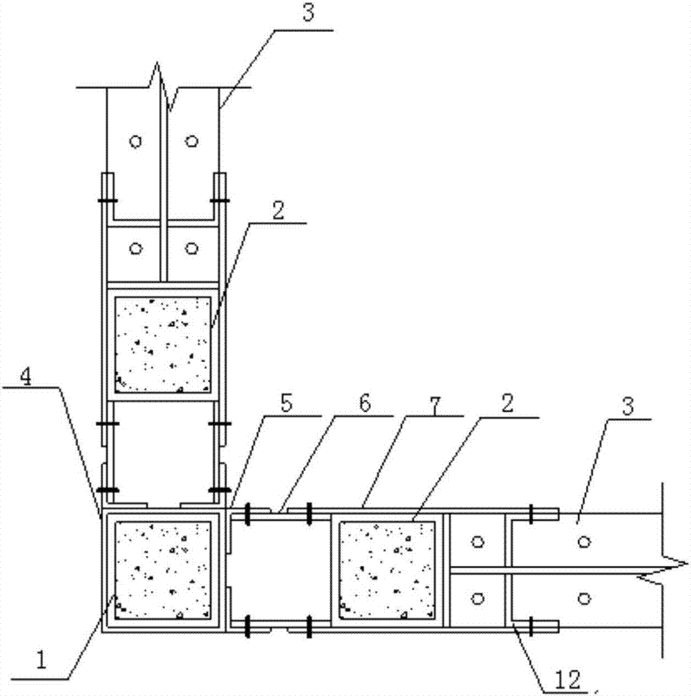 Connecting structure of beam-column joint of steel pipe concrete combined column