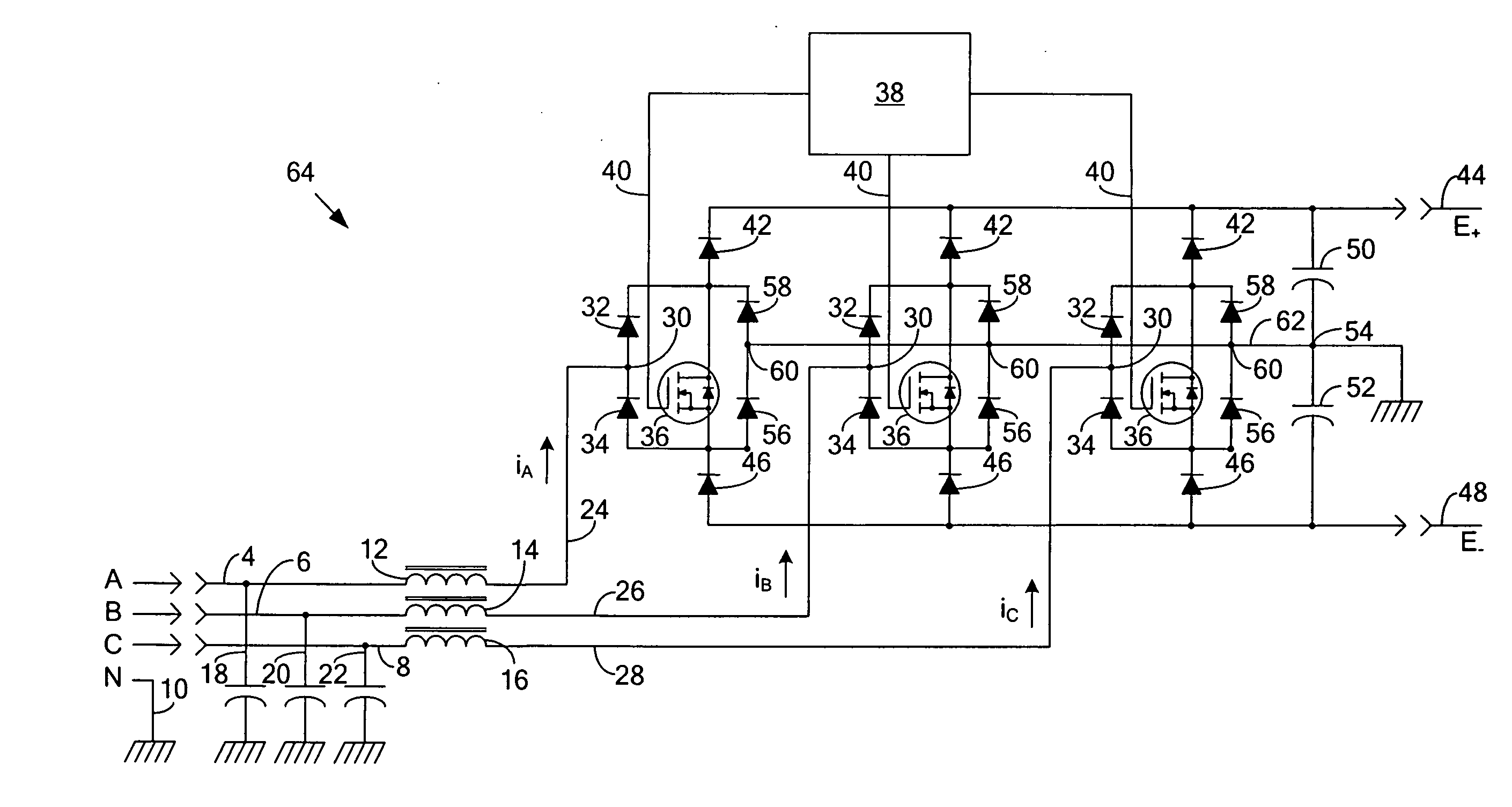 Active rectifier system with power factor correction