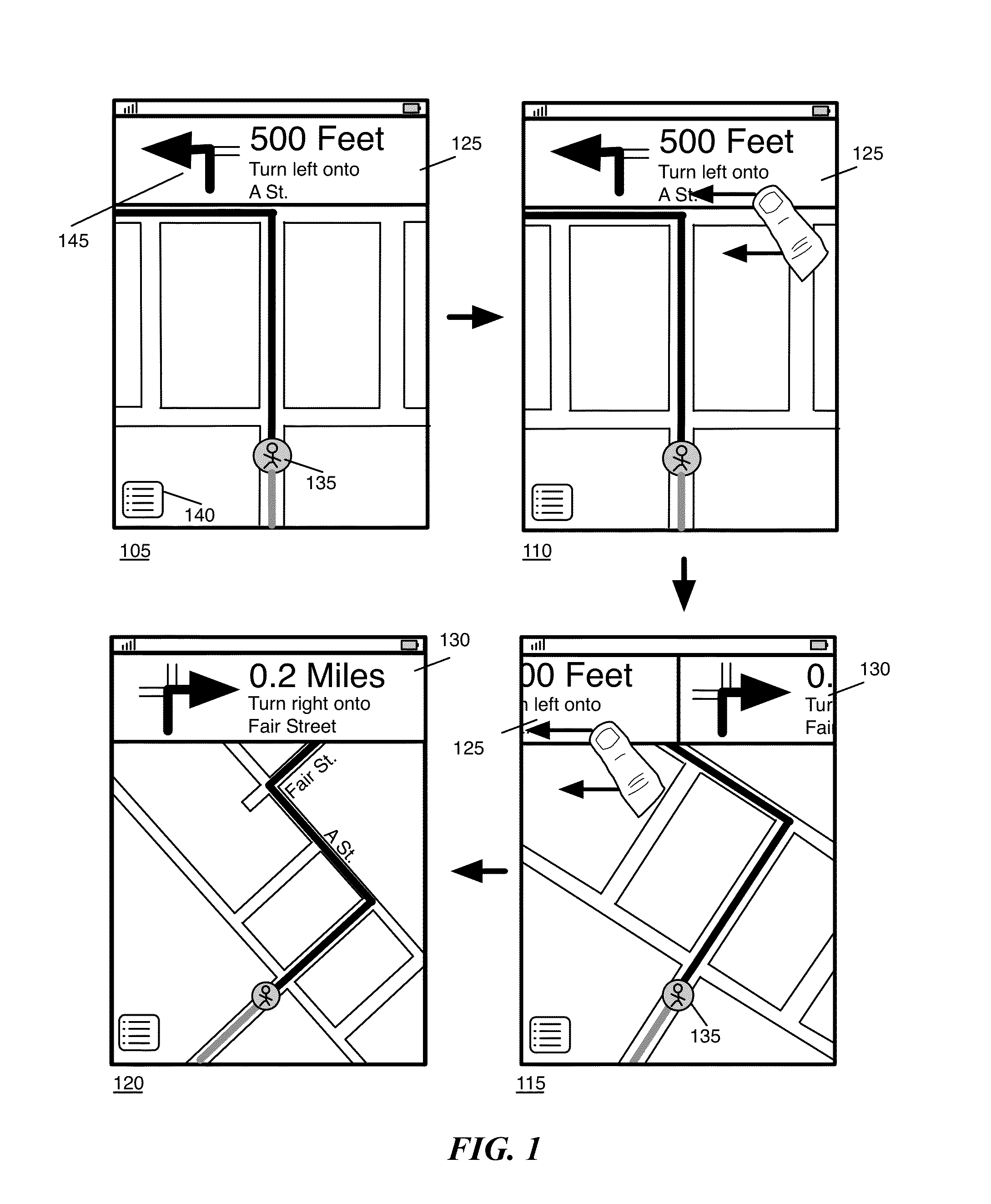 Navigation Peek Ahead and Behind in a Navigation Application