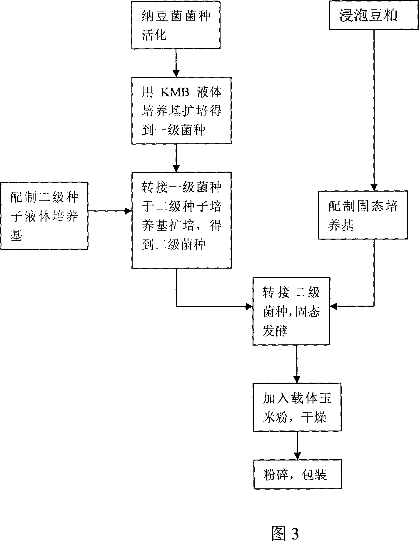 Solid fermentation process for producing natto bacillus feed additive with bean dregs