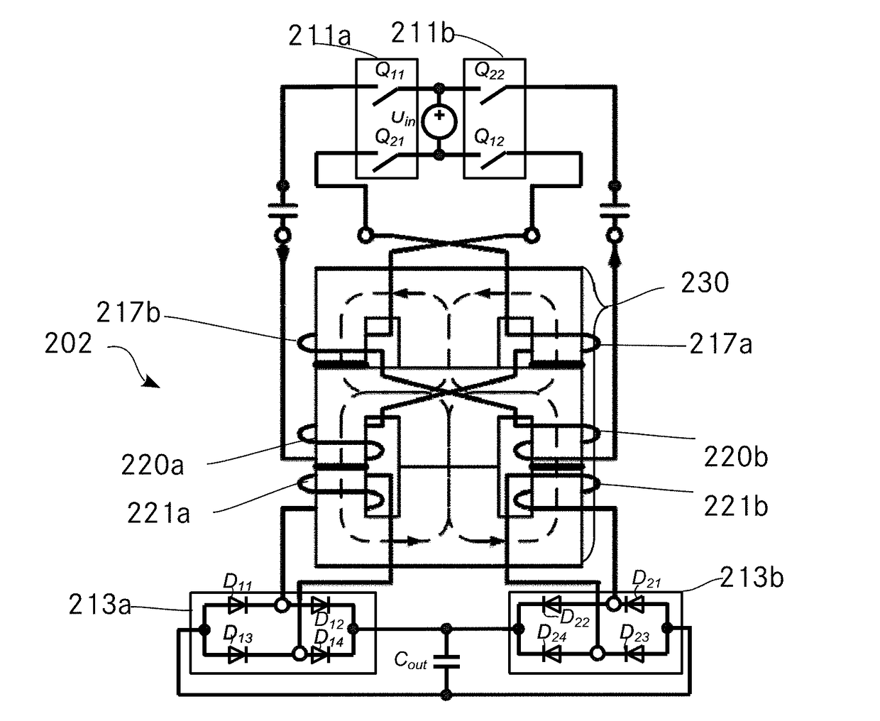 Integrated magnetic component and power converter