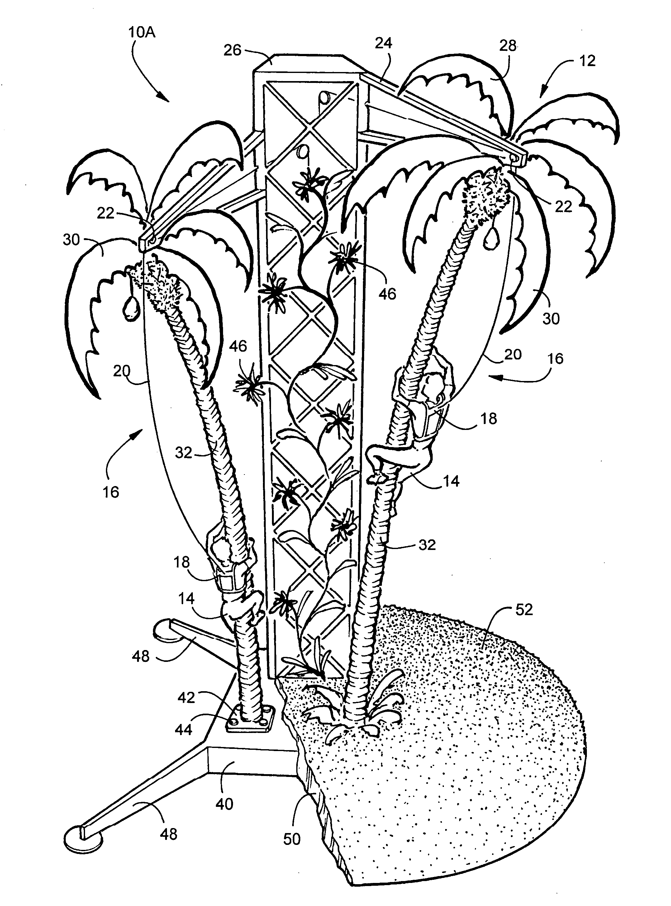 Artificial climbing trees and support system