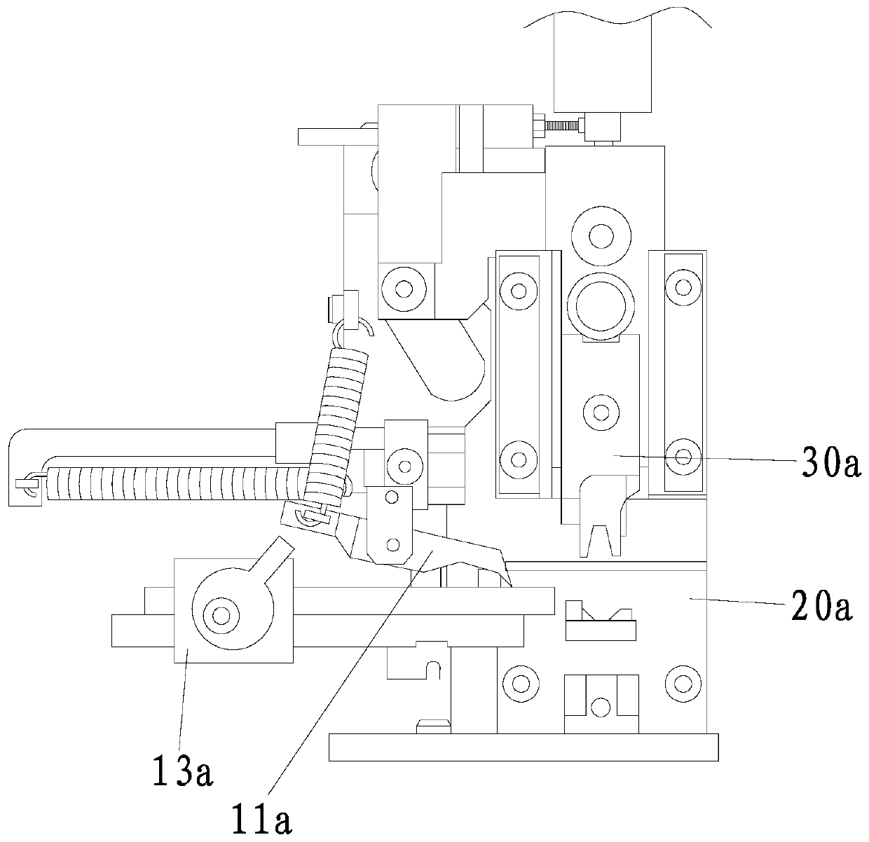 Terminal crimping die with material pressing mechanism