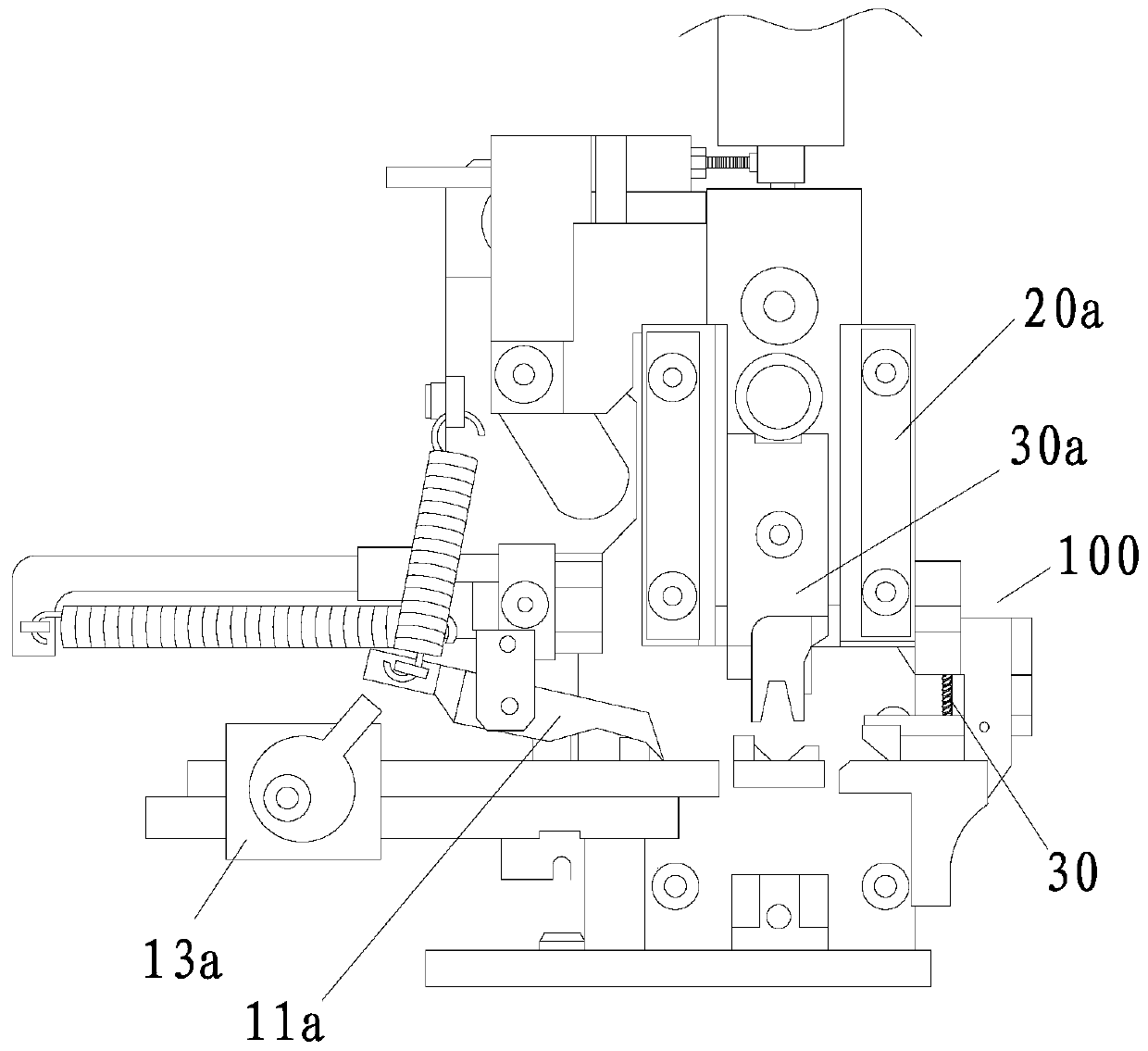 Terminal crimping die with material pressing mechanism