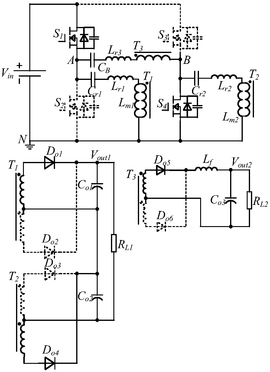 Hybrid-modulation isolation-type double-path output DC-DC convertor