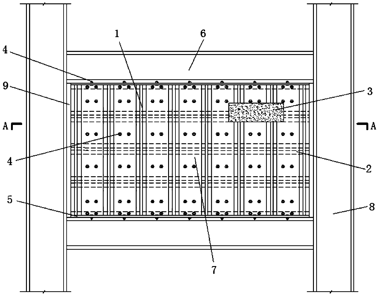 Two-side-slotted deformed stainless steel stiffening rib profiled steel sheet-recycled concrete shear wall