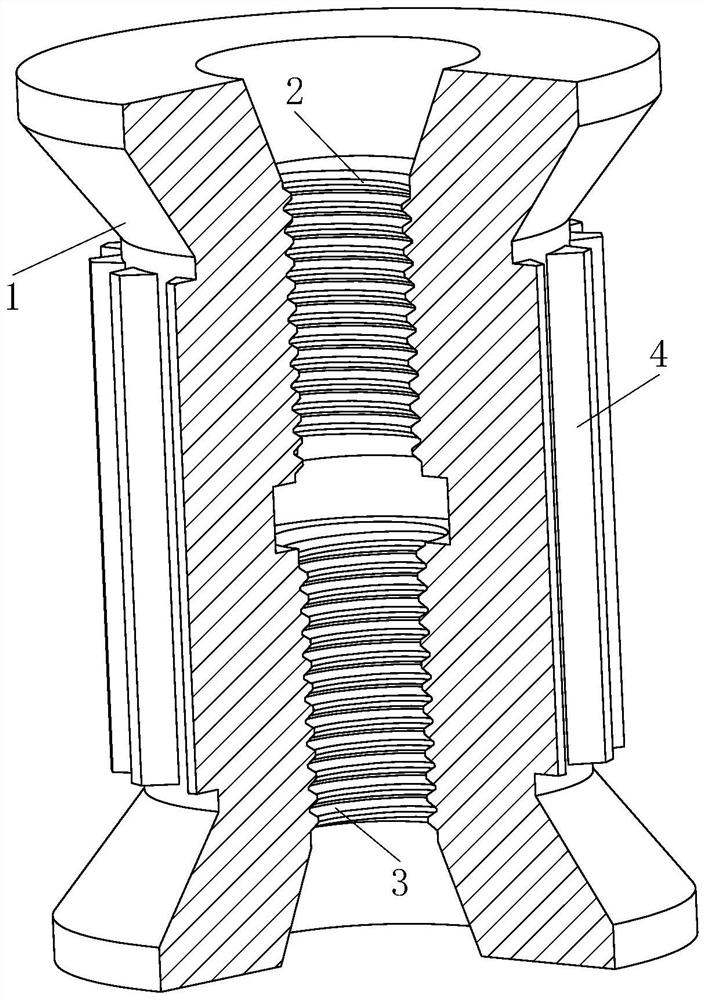 Telegraph pole connecting nut and tightening tool thereof