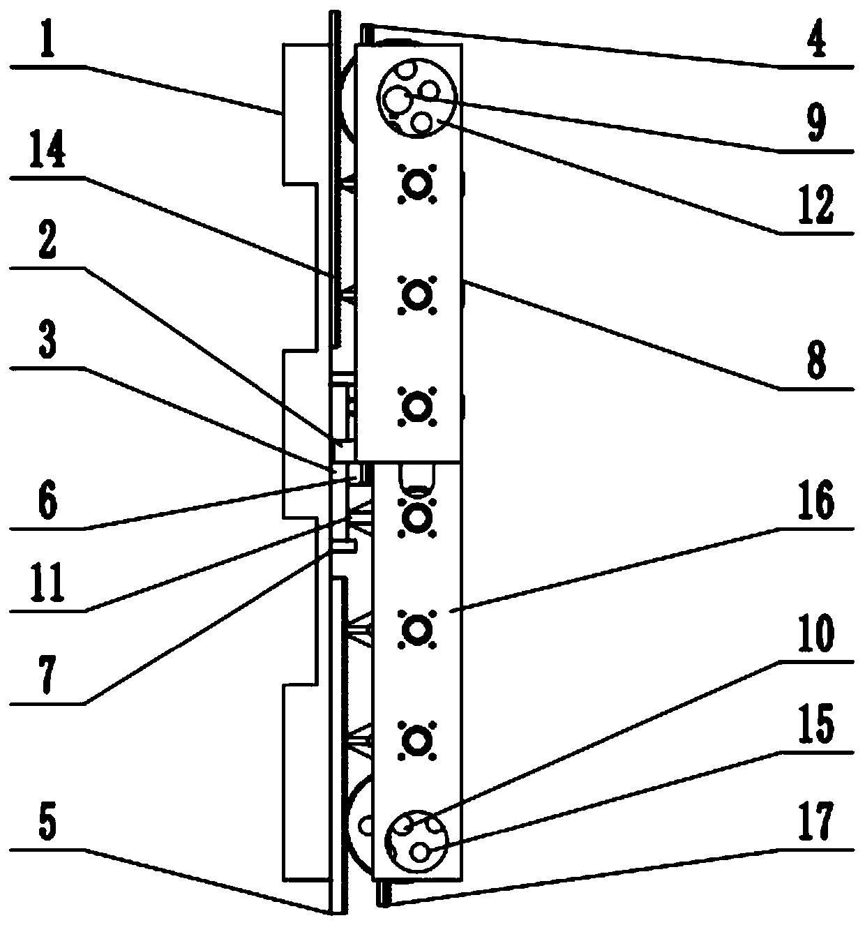 Self-adaptive stubble avoidance and ditching device for no-tillage planter in opposite rows of wheat