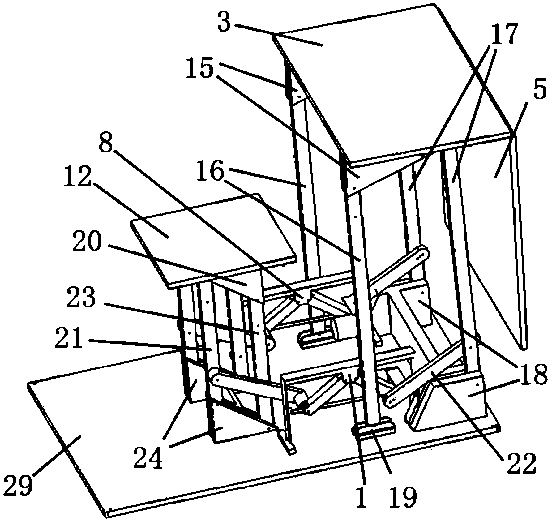 Flat plate type automatic folding combined desk and chair