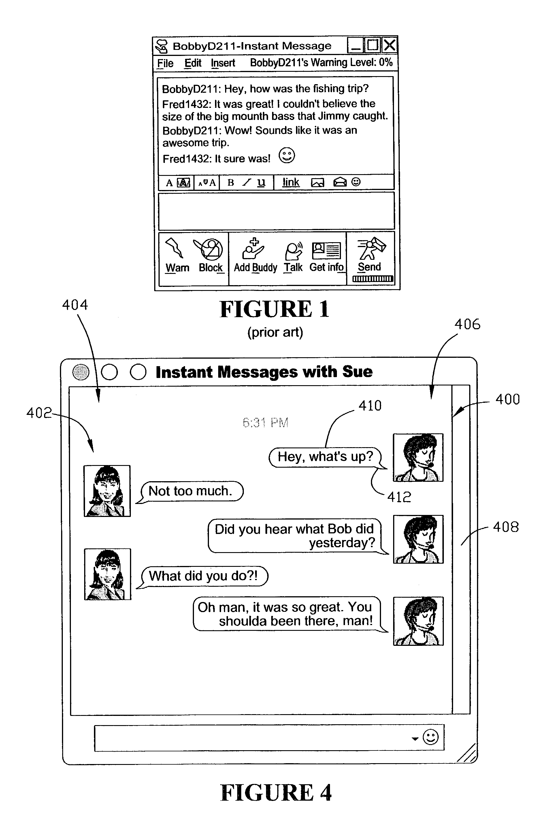 Method and apparatus for displaying information during an instant messaging session