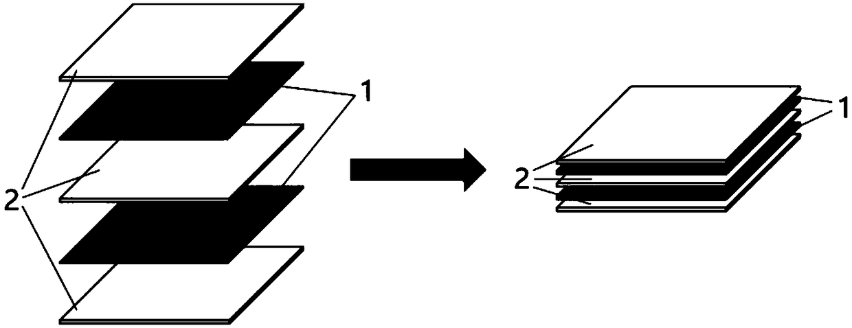 Composite film having electromagnetic shielding interlayer structure and preparation method thereof