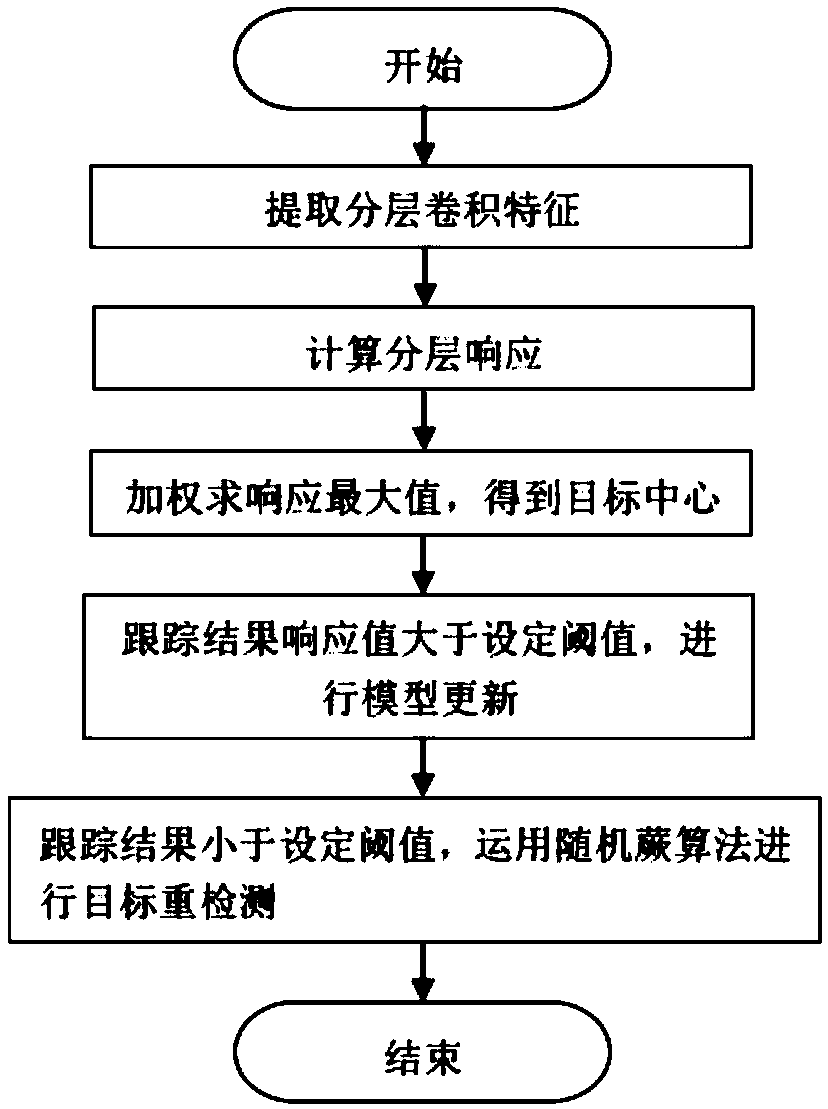 Long-time target tracking method and system based on layered convolution feature