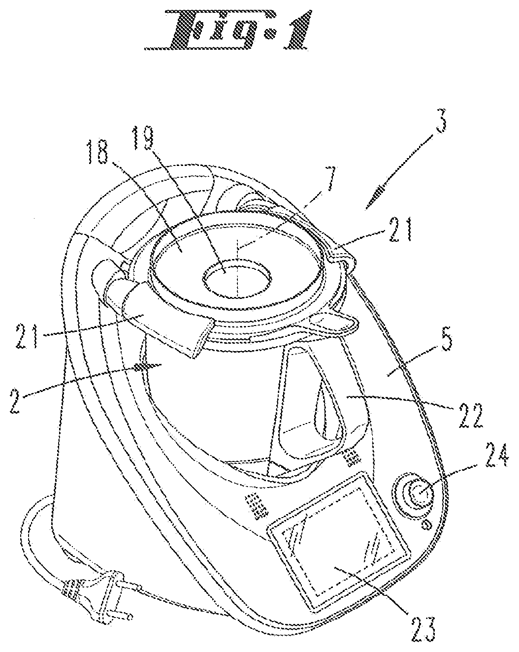 Cleaning device for a mixing vessel of a food processor operated by an electric motor