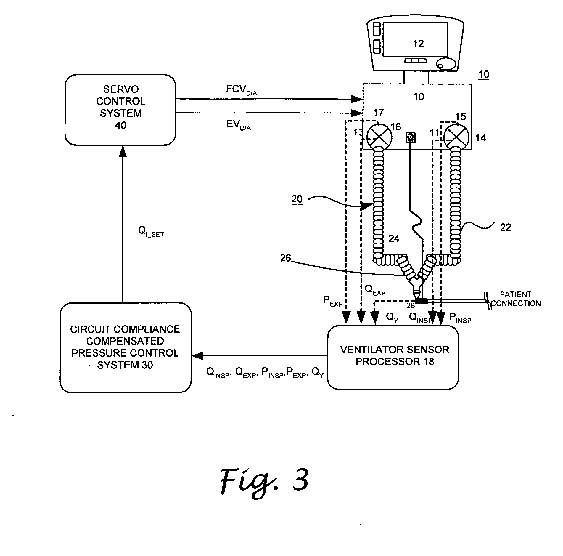 System and method for circuit compliance compensated volume control in a patient respiratory ventilator