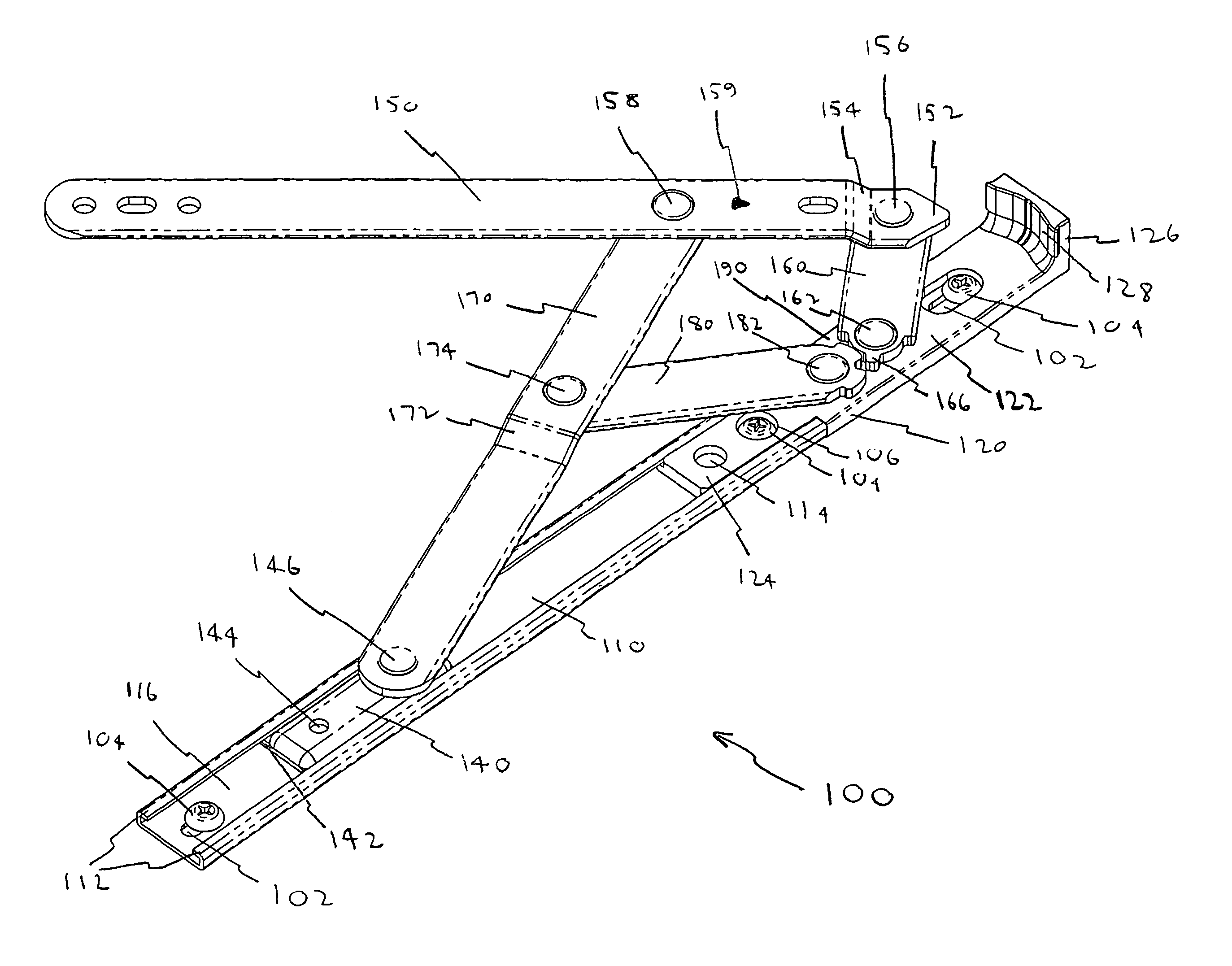 Egress 4-bar hinge assembly