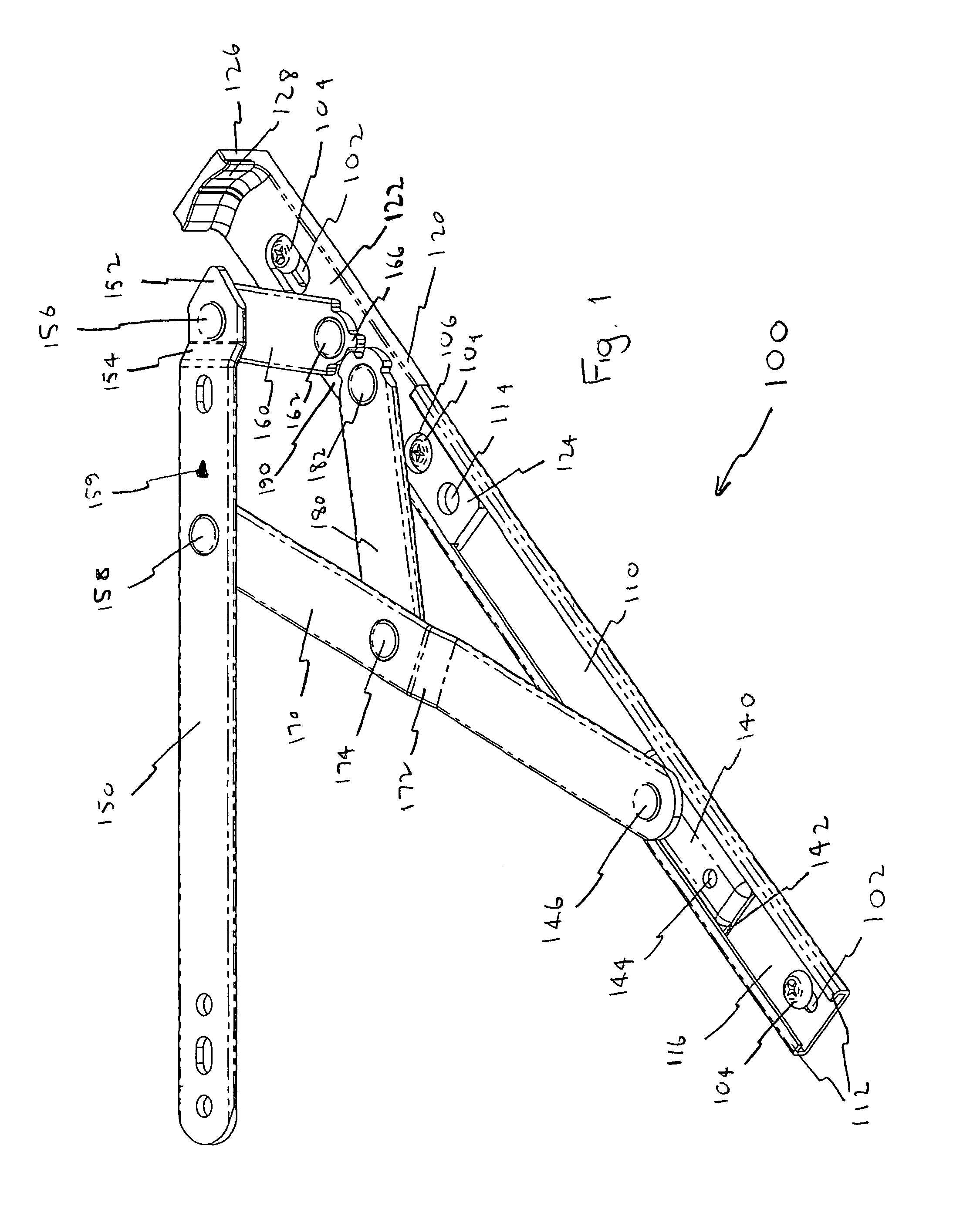 Egress 4-bar hinge assembly