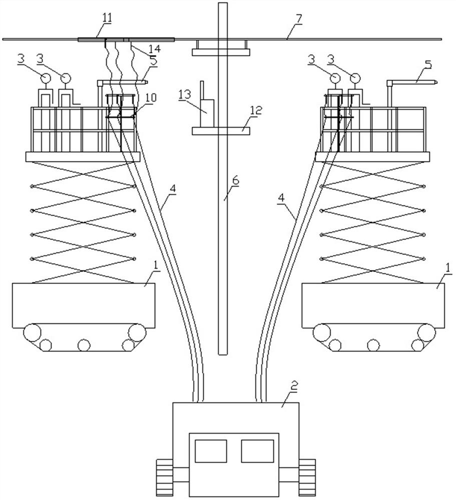 Bypass operation maintenance method suitable for lifting of cable along with hoisting platform in complex terrains