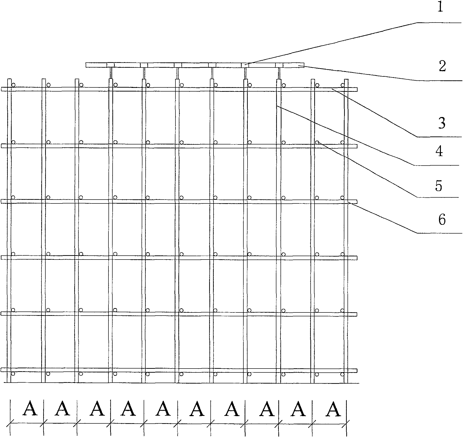 Fastening tubular scaffold falsework