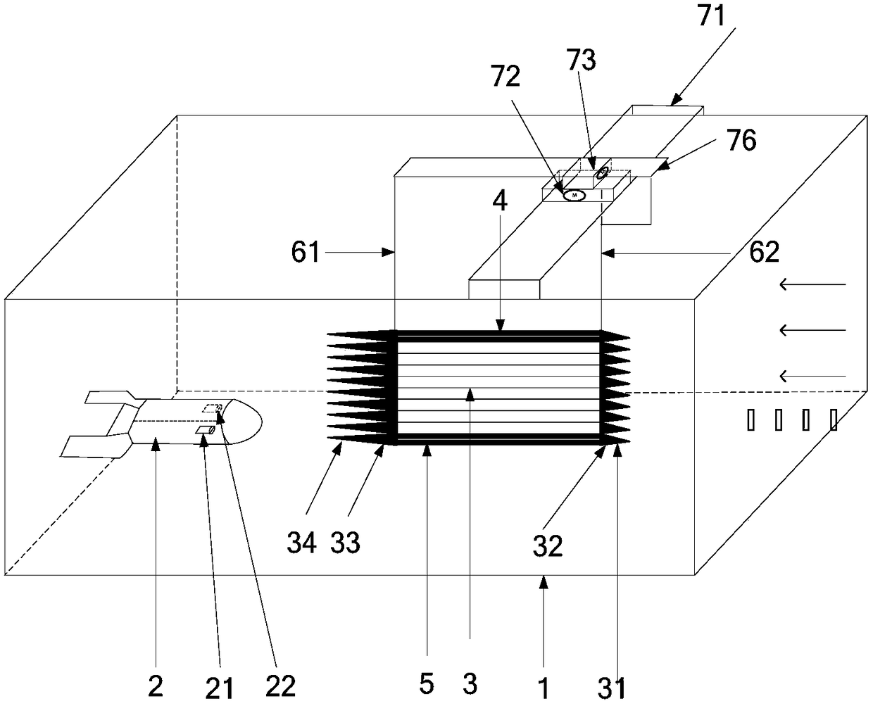 Calibration device and method for acoustic wave scattering region of Doppler current meter