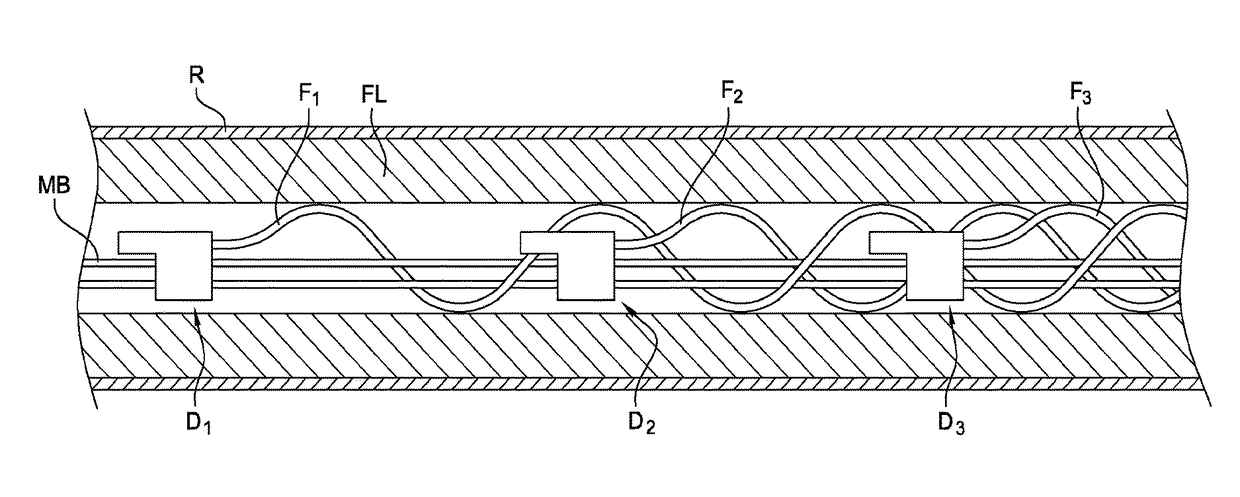 Device for detecting radiation and associated detection  device