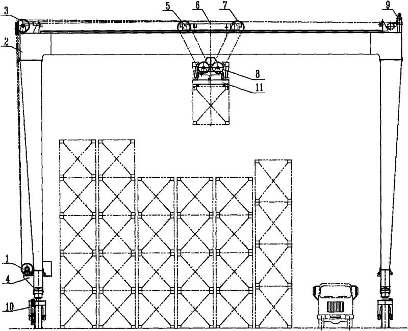 Semi-traction dolly type light-weight portal crane