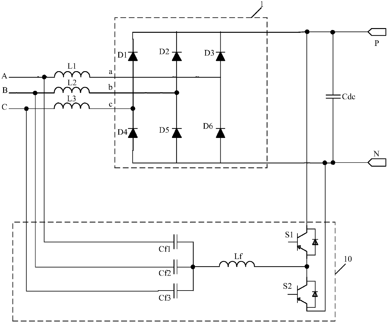 Harmonic current compensation device used for rectifier