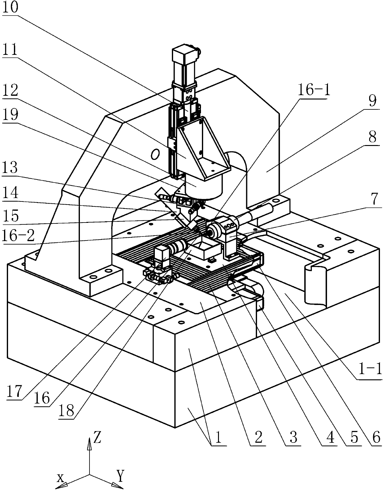 Small-caliber non-spherical permanent magnet magnetorheological polishing processing machine tool