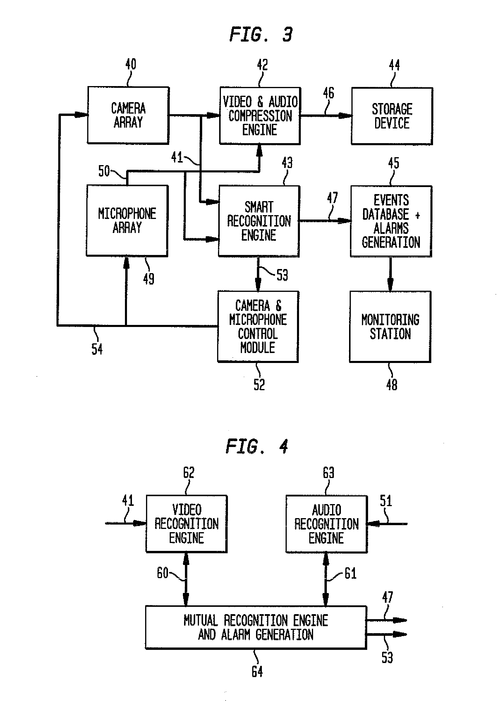 Video surveillance system and method with combined video and audio recognition