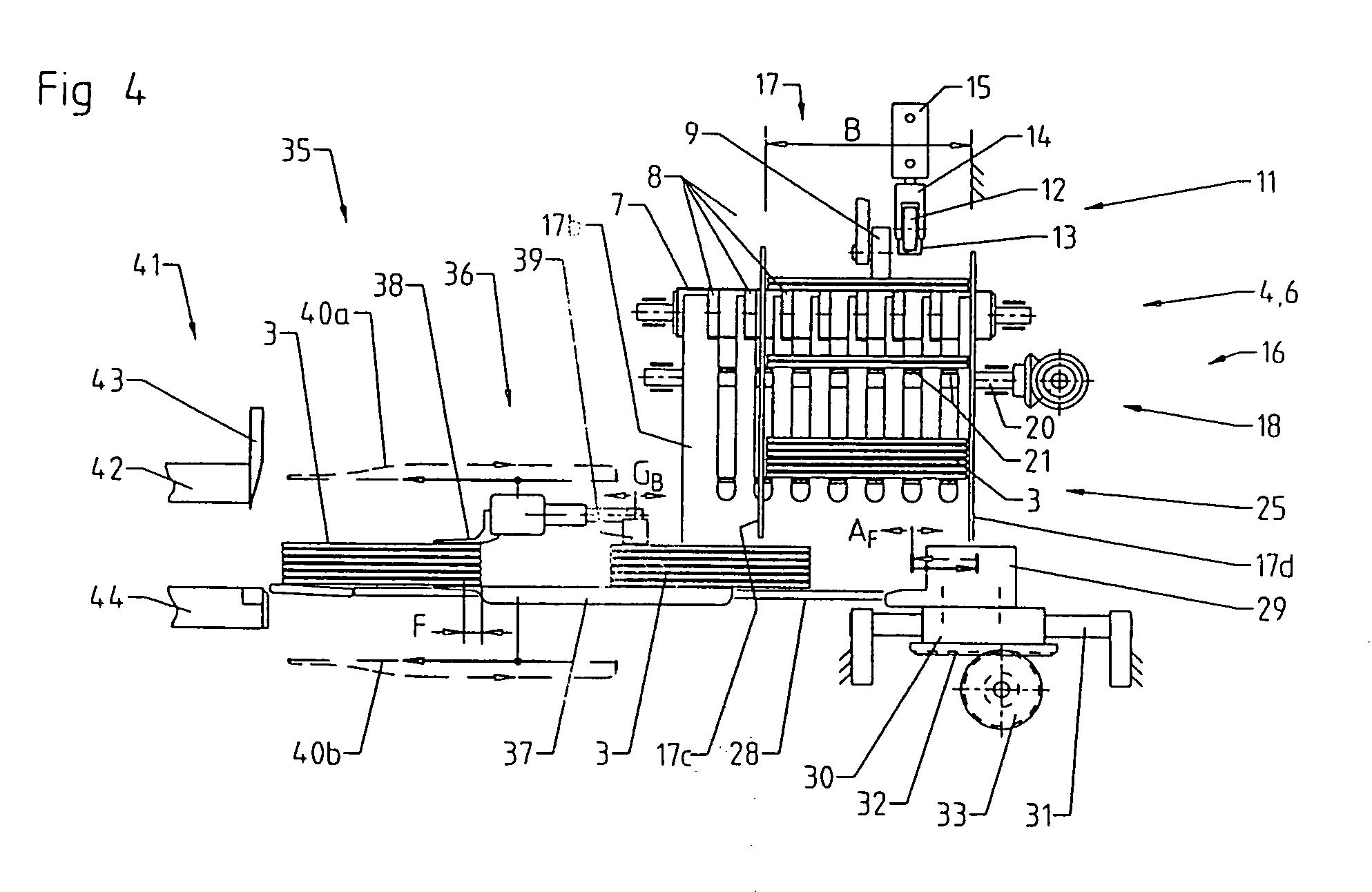 Device for loading a three-knife trimmer