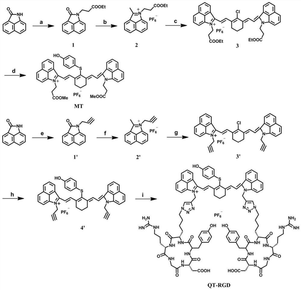 High stability near-infrared second region small molecule fluorescent probe and its preparation method and application