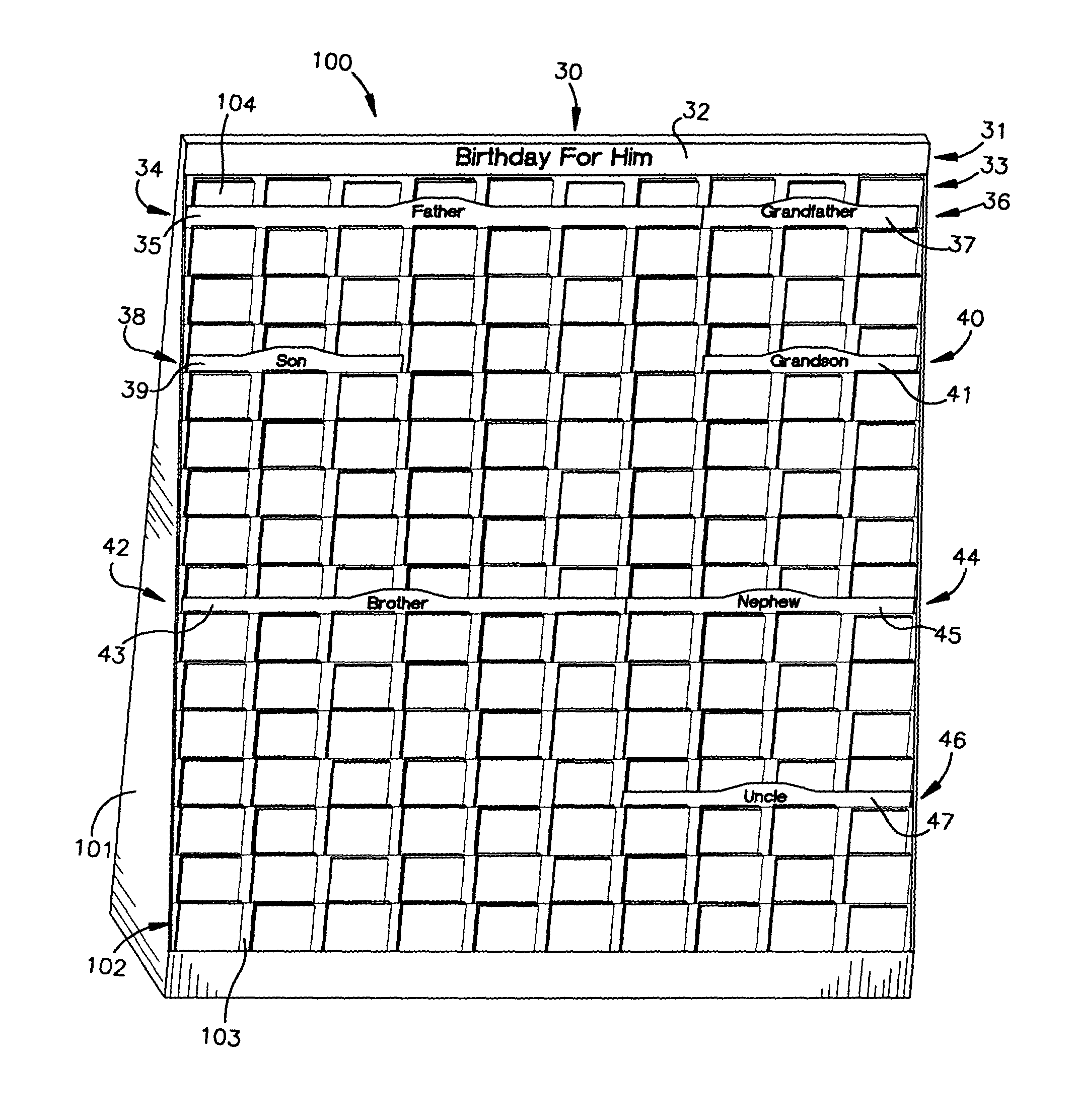 Greeting card display systems and methods with hierarchical locators defining groups and subgroups of cards