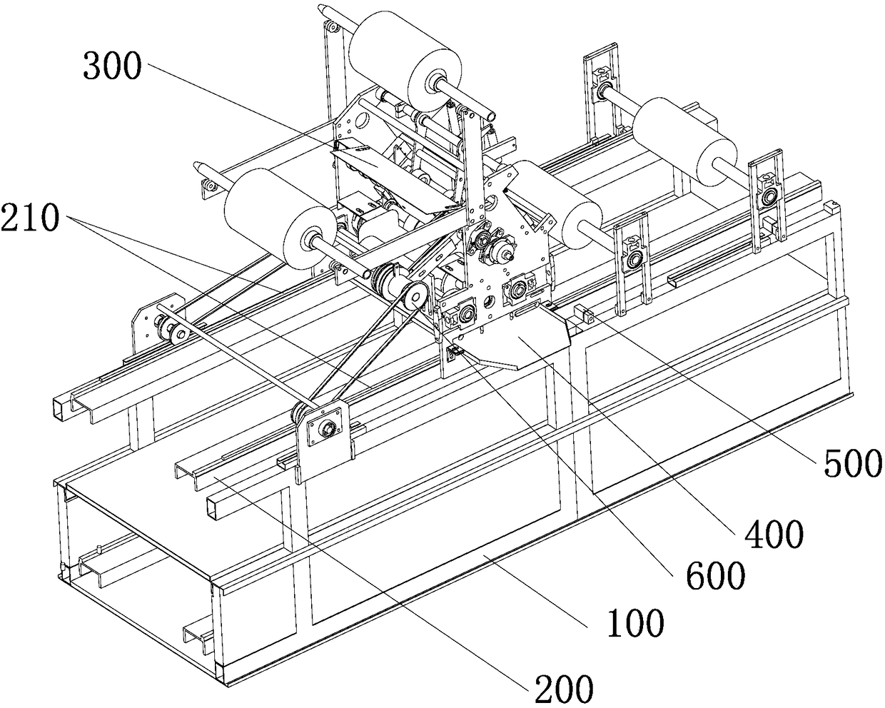 A tile automatic paper cutting and pasting device