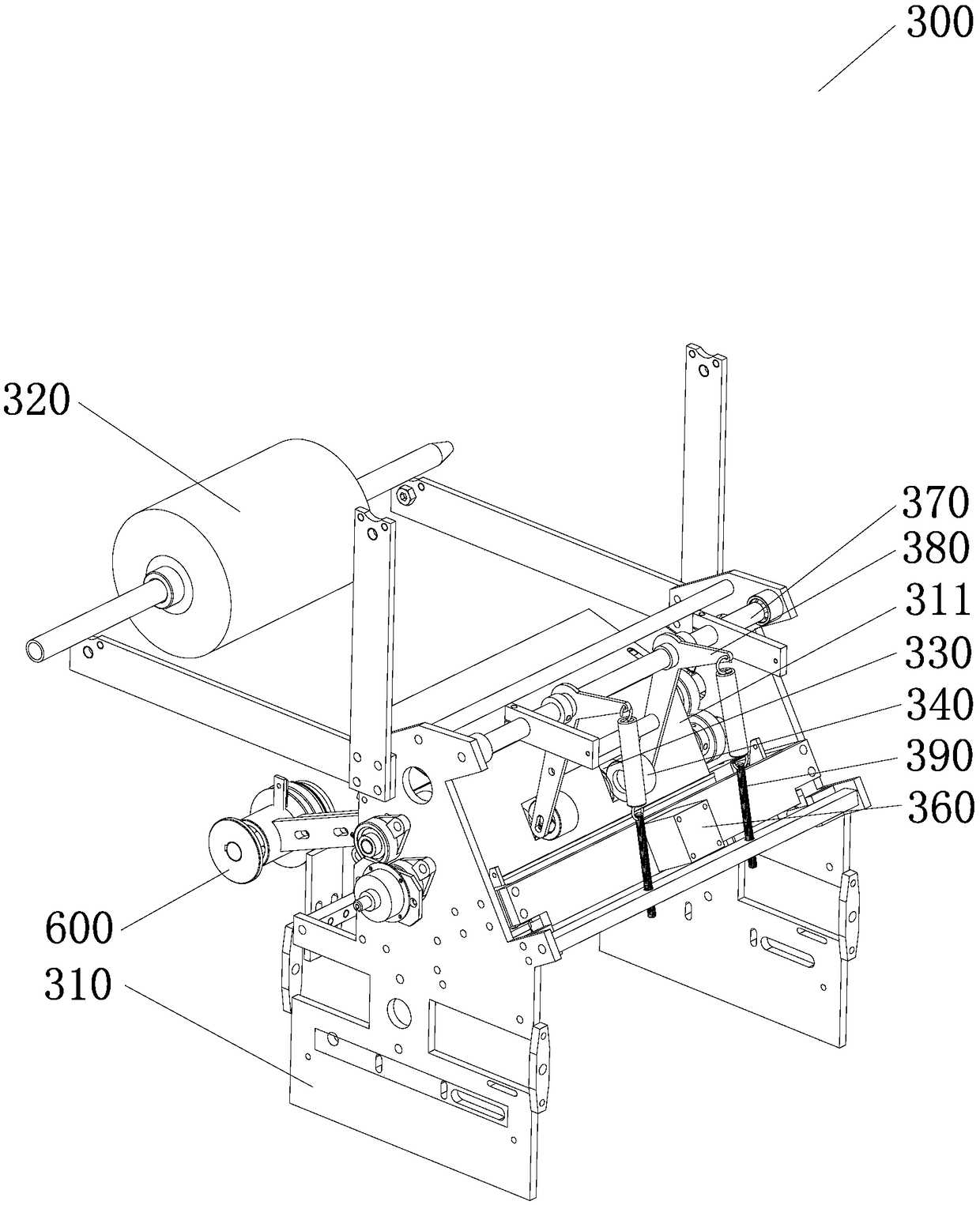 A tile automatic paper cutting and pasting device