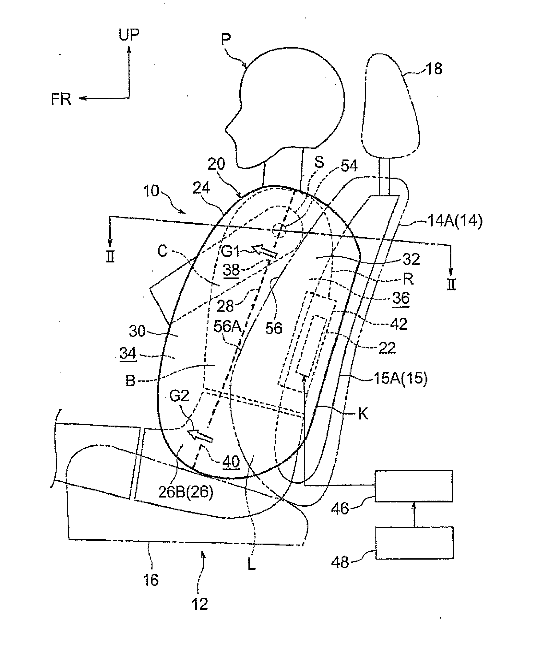 Vehicle side airbag device