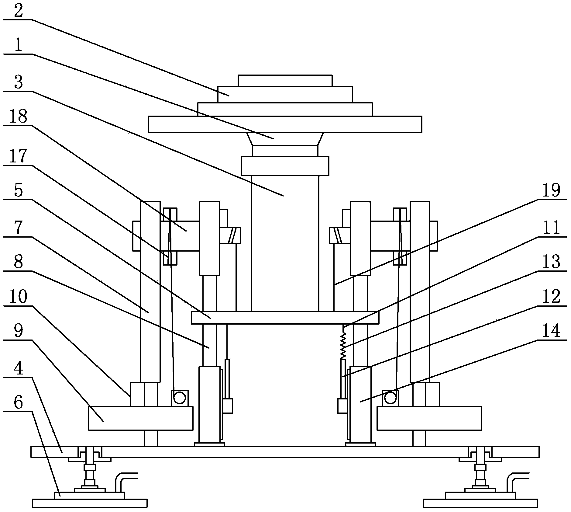 Longitudinal gravity compensation device with micro-gravity simulation implementation systems and six degrees of freedom for spatial mechanisms