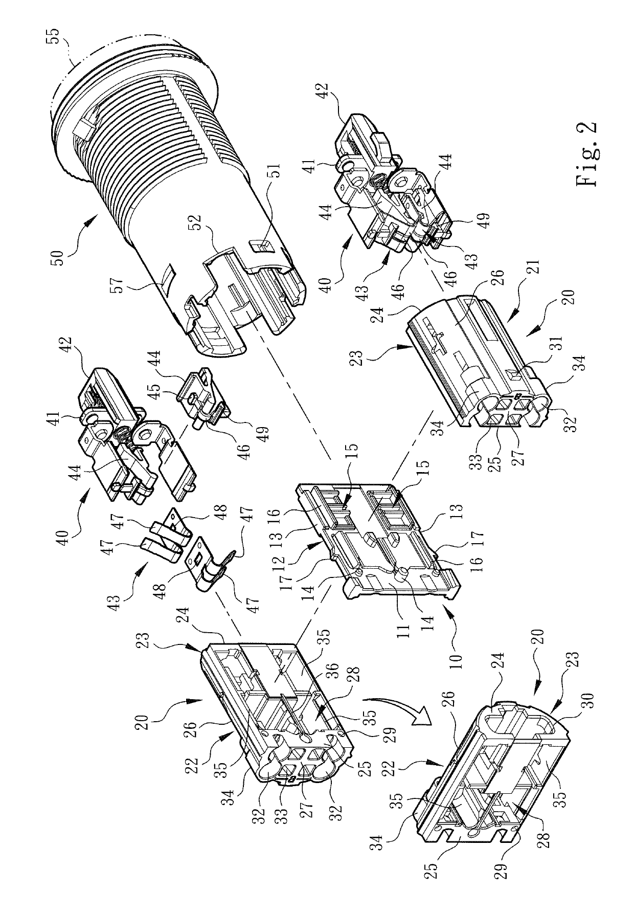 Modularized structure of switch wire connection device