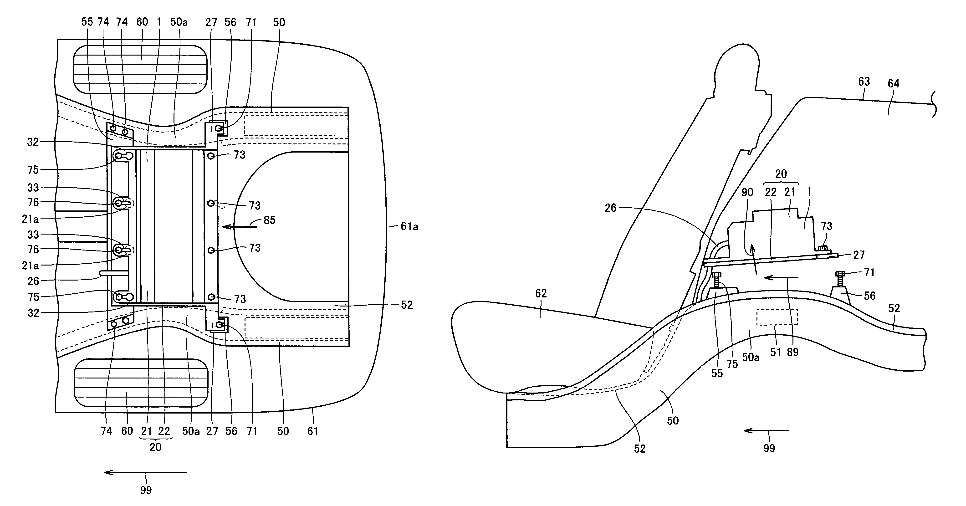 Structure for mounting electricity storage pack on vehicle