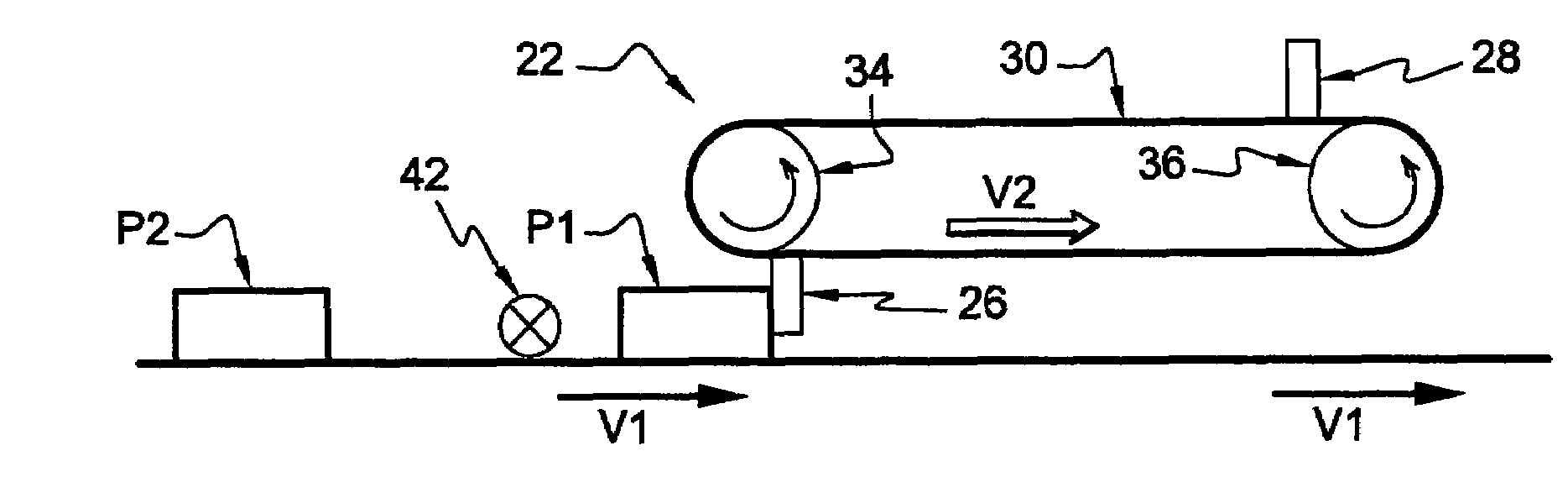 Arrangement for assembling products in batches on high-speed conveyor belt