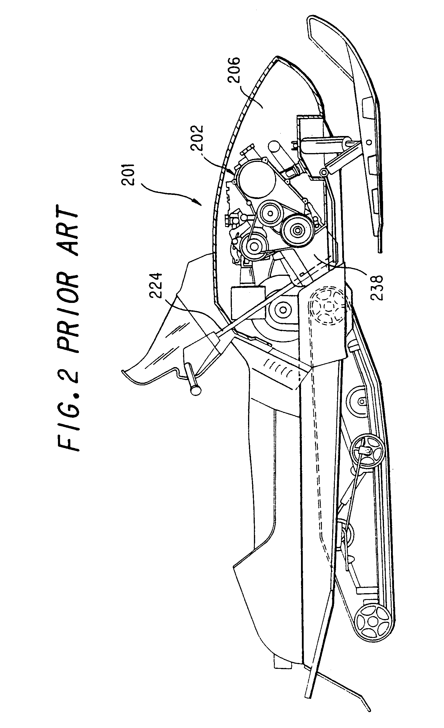 Snowmobile four-cycle engine arrangement