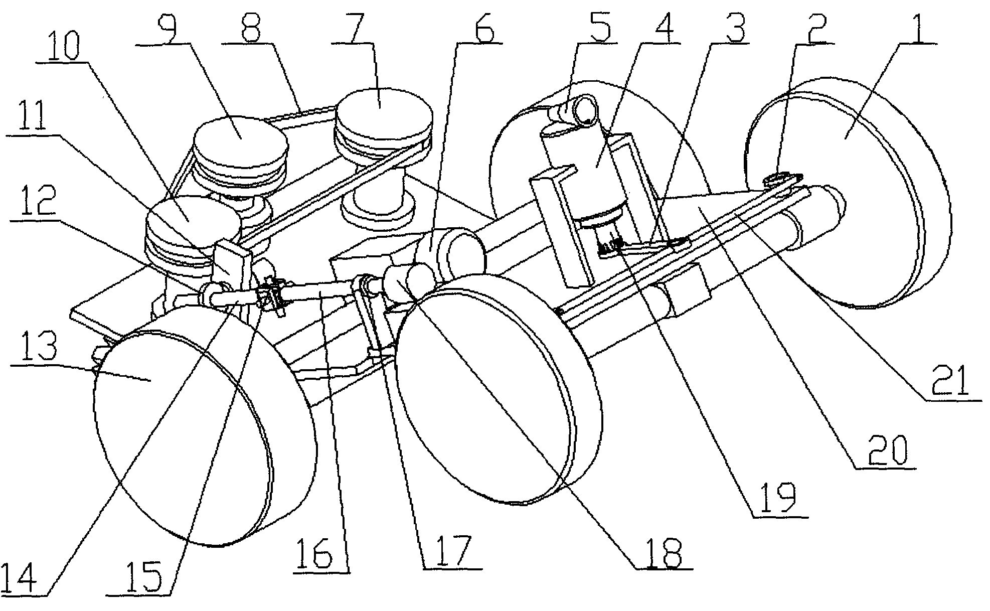 Depth self-adjusting type corn inter-row weeding machine