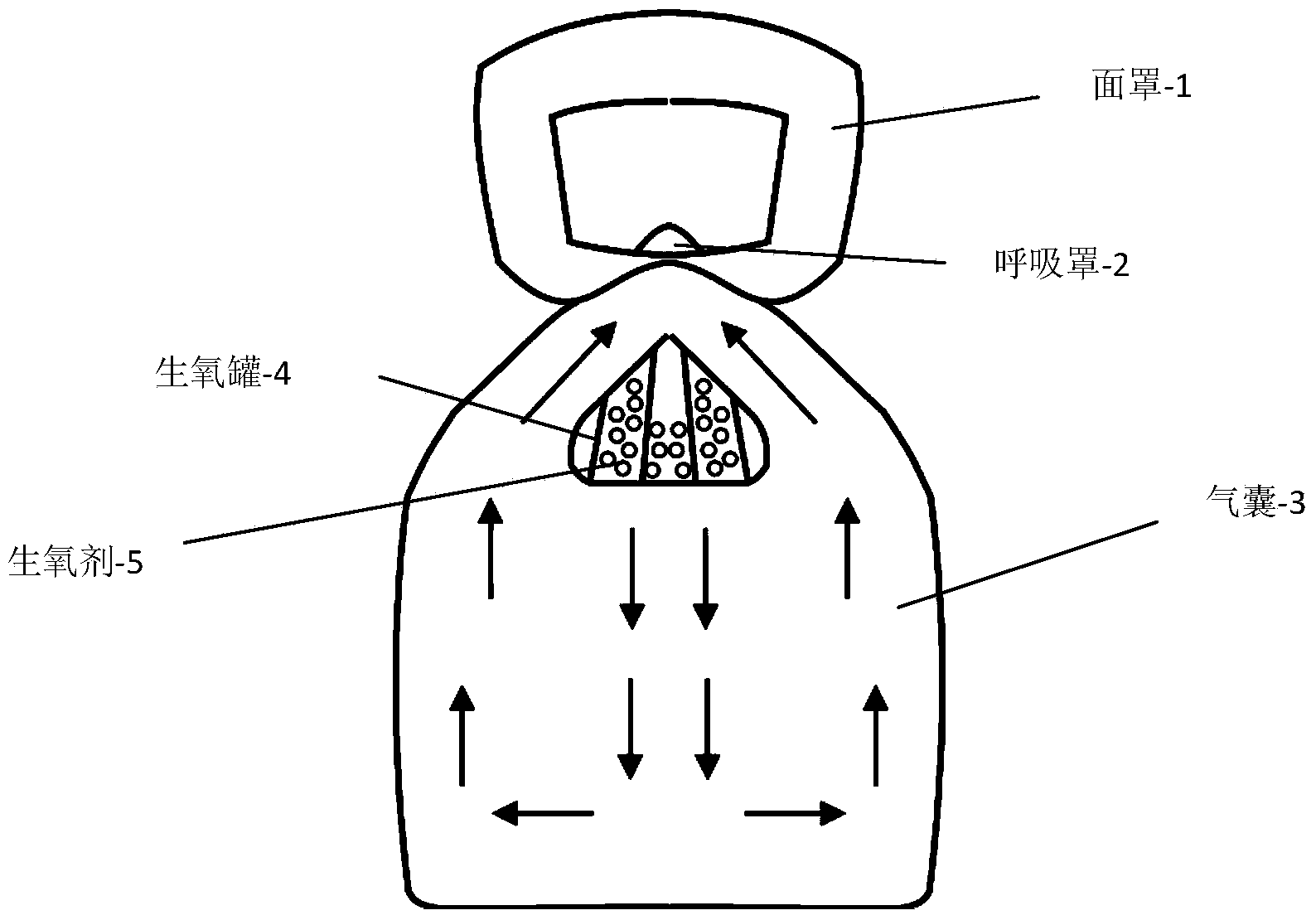 Chemical oxygen fire protection self-rescue respirator capable of achieving heat dissipation and cooling easily