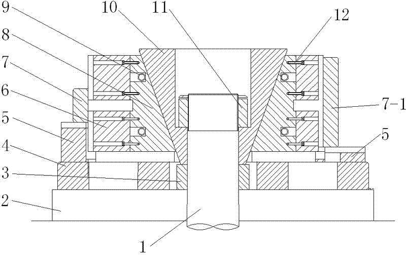 Hydraulic expansion assembled combination die for quenching ferrules