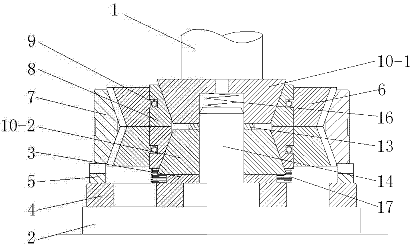 Hydraulic expansion assembled combination die for quenching ferrules