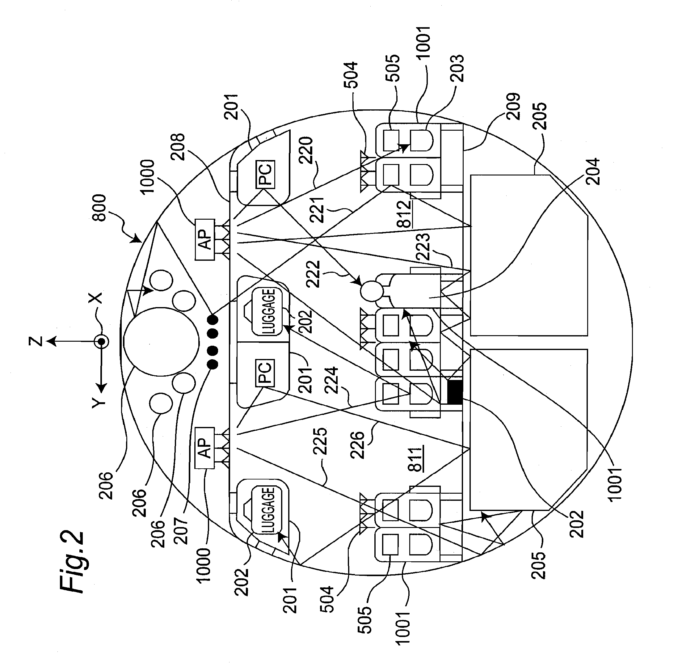 Wireless communication system provided in aircraft for communicating using plural wireless channels