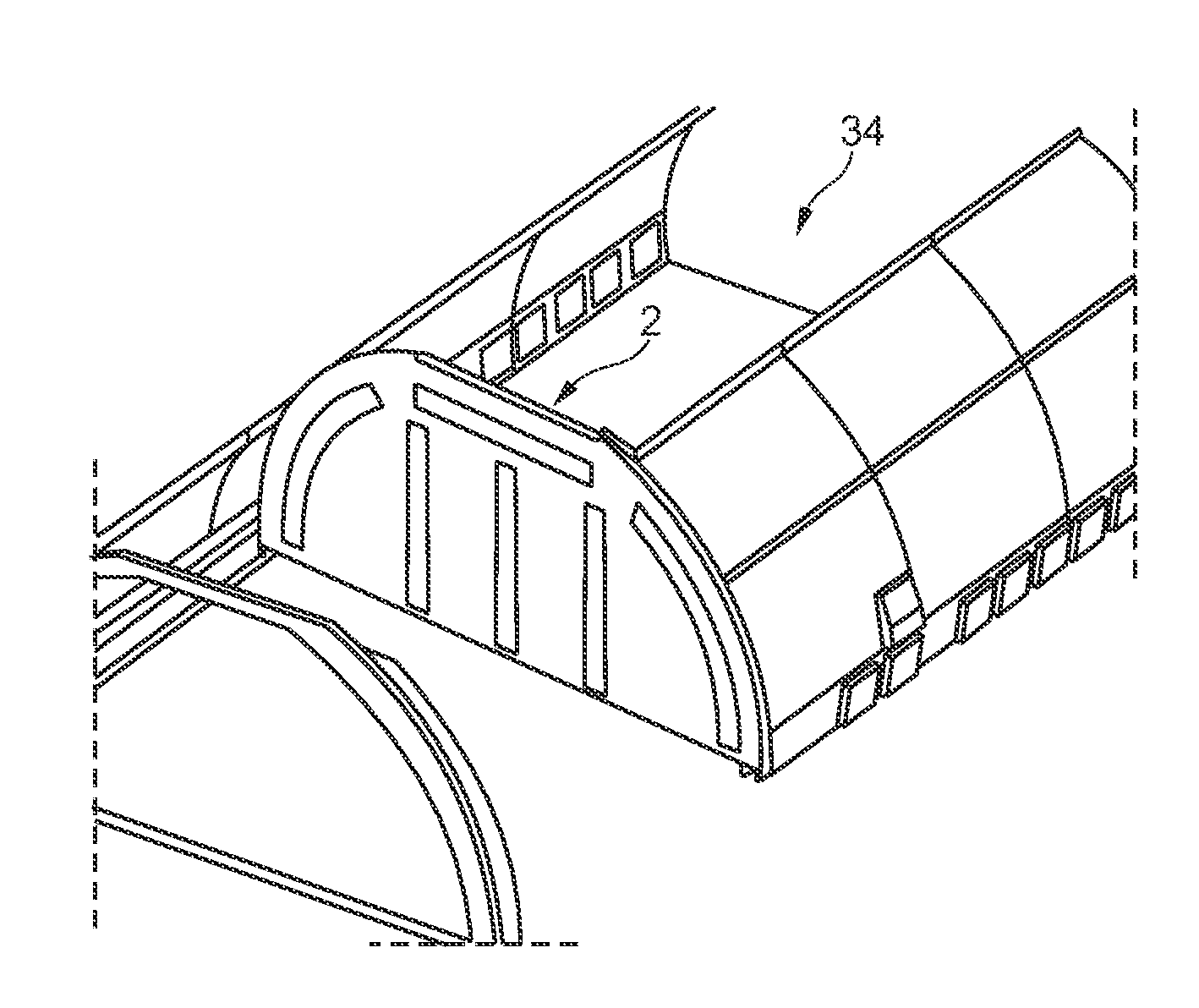 Arrangement for dividing a space into a plurality of areas