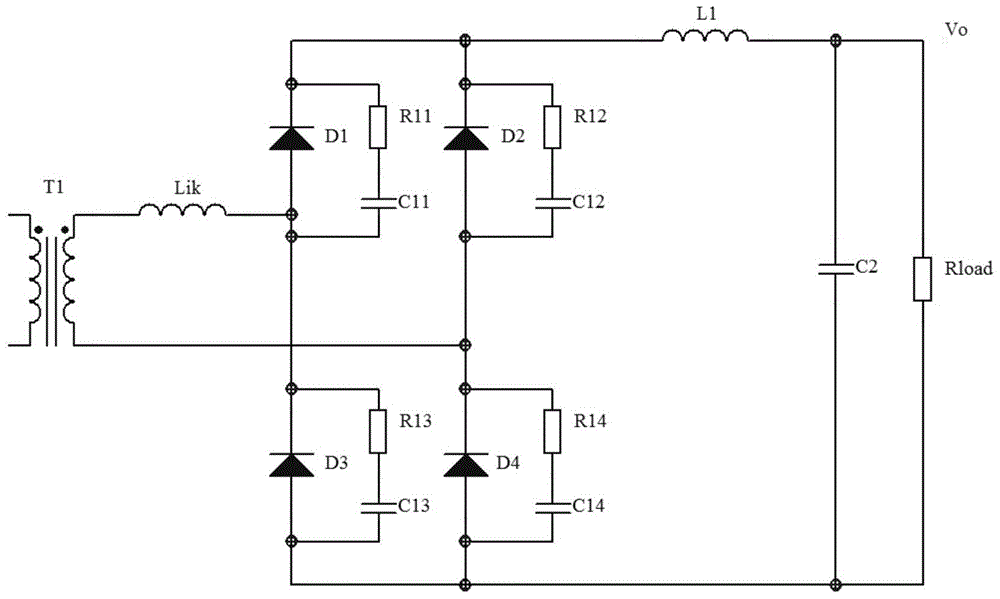 A non-destructive absorbing circuit for output rectifier tube of switching power supply and switching power supply