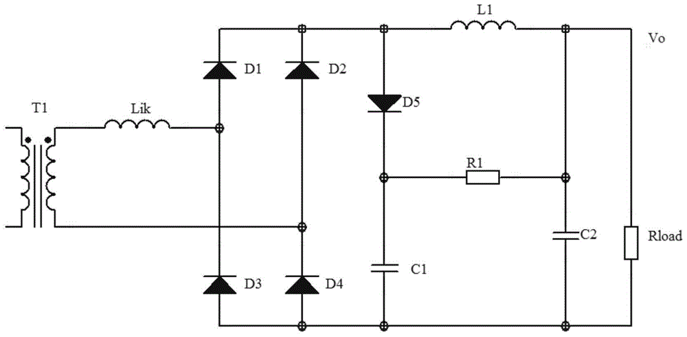 A non-destructive absorbing circuit for output rectifier tube of switching power supply and switching power supply