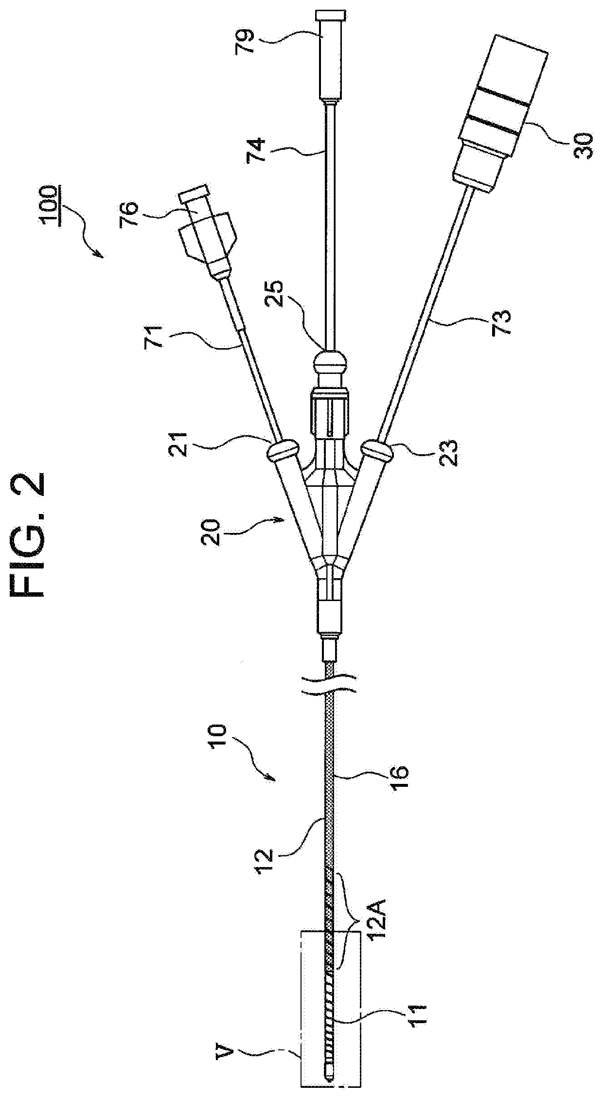 Ablation needle device and high-frequency ablation treatment system for tumor