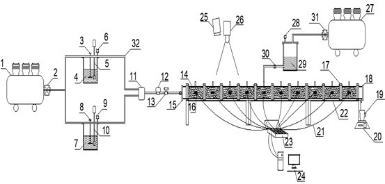 Water-rich sand layer grouting diffusion reinforcement simulation and permeability coefficient test device and method